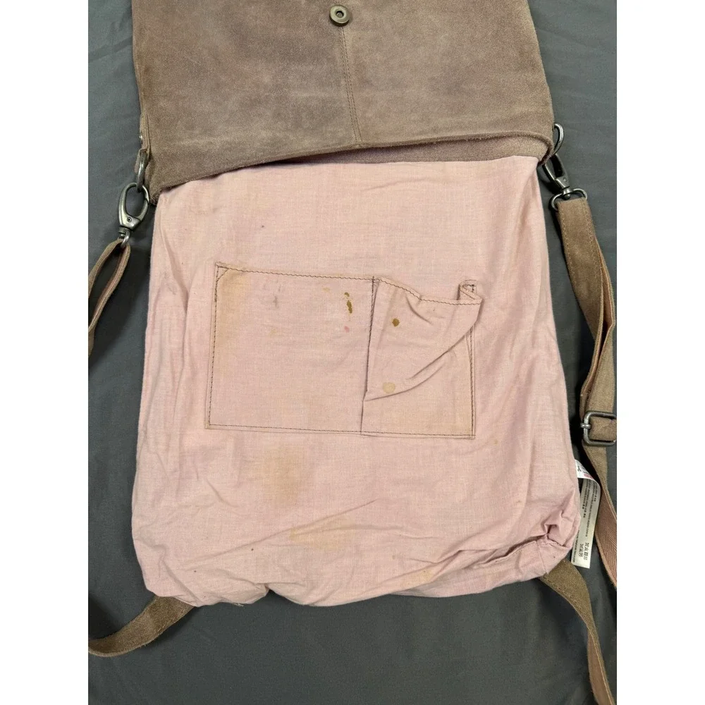 We The Free People Mauve Suede Convertible Backpack Crossbody Bag Large